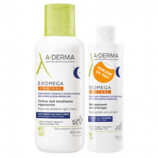 A-Derma Exomega Control noćna krema 400ml +  Exomega Control noćna kupka 200ml