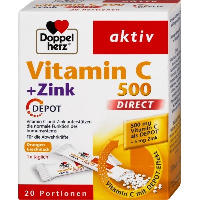 DOPPEL HERZ Aktiv Vitamin C 500 + Zinc direkt depo A20