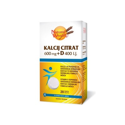 NW Kalcij Citrat 600 mg + D 400 IU šumeće tablete A20 NW Kalcij Citrat 600 mg + D 400 IU šumeće tablete A20